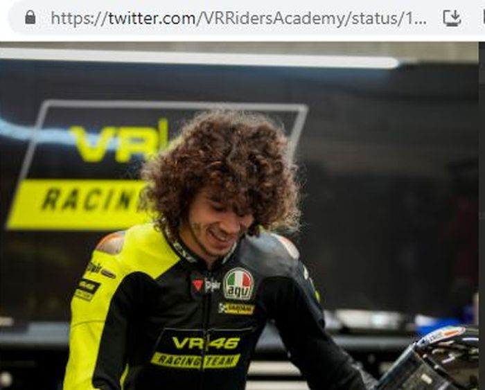 Pembalap VR46 Team, Marco Bezzecchi, saat pertama kali menjajal motor MotoGP pada sesi tes yang berlangsung di Sirkuit Jerez, Spanyol, 18-19 November 2021.