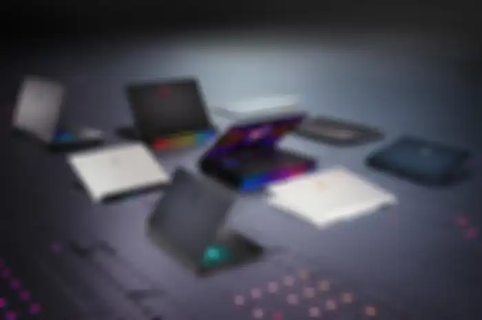 Ilustrasi deretan laptop gaming MSI dengan GPU NVIDIA RTX 40 series