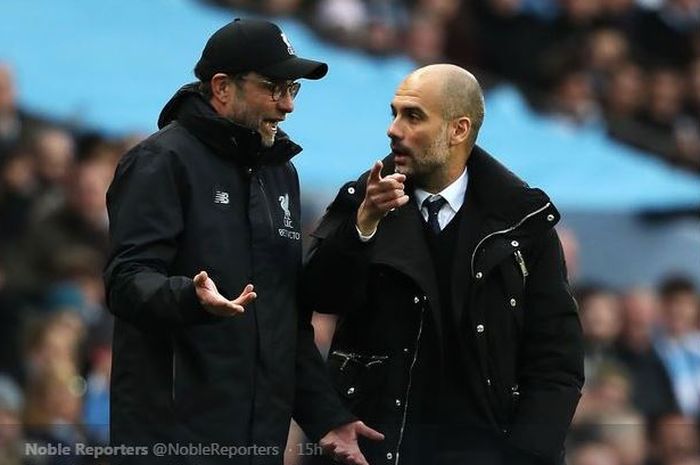 Juergen Klopp (kiri) dan Pep Guardiola.