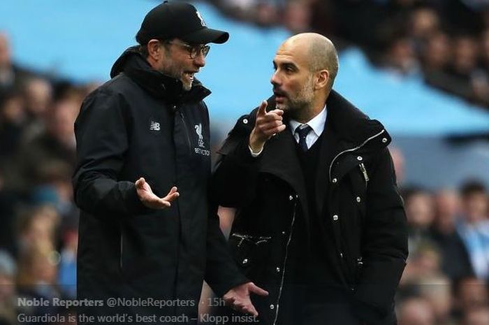 Juergen Klopp (kiri) dan Pep Guardiola.