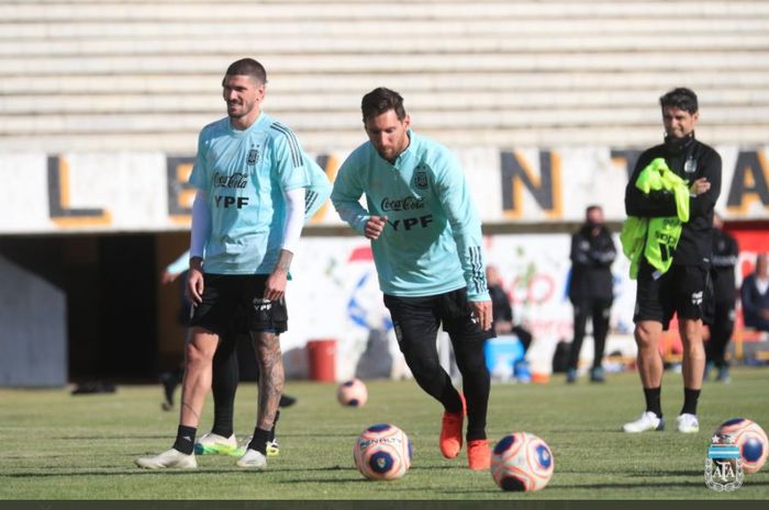 Lionel Messi menjalani sesi latihan timnas Argentina jelang duel kontra timnas Bolivia di kualifikasi Piala Dunia 2022.