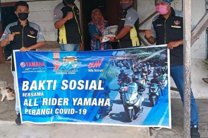 Sesuai Protap, YRFI Sumut Bagikan 100 Paket Sembako Ke Masyarakat Yang terdampak Pandemi Virus Corona berkolaborasi dengan PT Alfa Scorpii