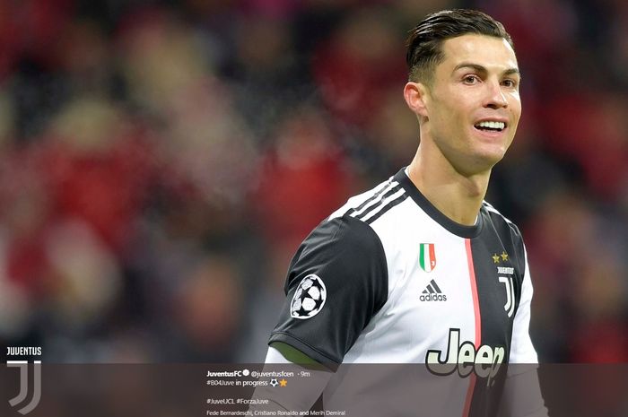 Ekspresi Cristiano Ronaldo Juventus untuk sementara di  Bayer Leverkusen di BayArena pada matchday terakhir grup D Liga Champions, Rabu (11/12/2019) atau Kamis dini hari WIB.