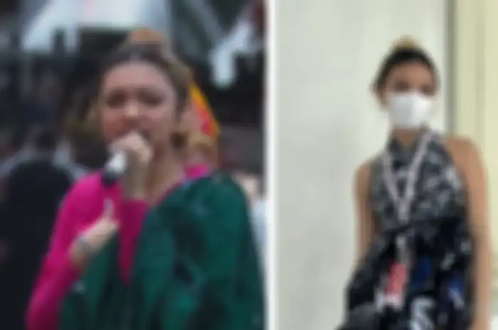 Penampilan Naura Ayu saat mengisi rangkaian acara upacara penurunan bendera merah putih di Istana Negara