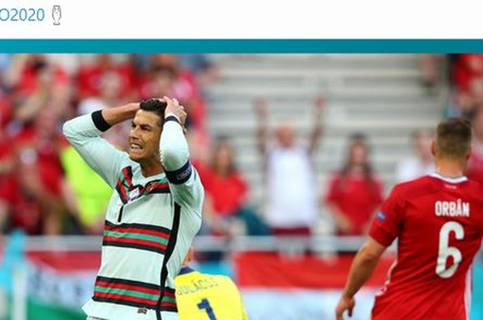 Cristiano Ronaldo membuang peluang gol 100 persen, timnas Portugal ngamuk dalam empat menit pada laga EURO 2020.