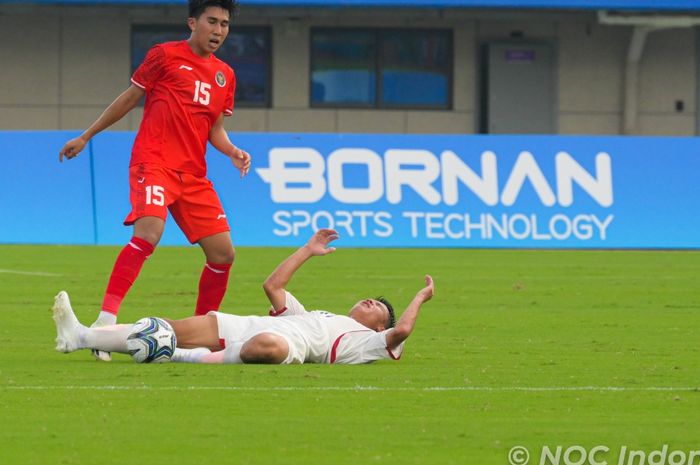 Suasana pertandingan antara timnas U-24 Indonesia melawan timnas U-24 Korea Utara pada ajang Asian Games 2022, Minggu (24/9/2023).