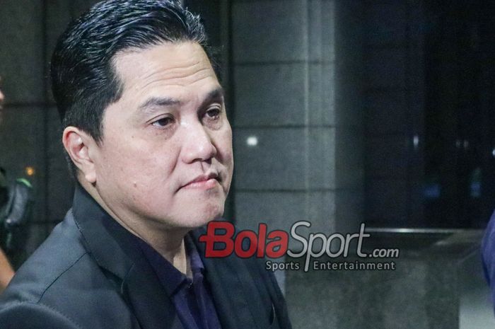 Ketua Umum PSSI, Erick Thohir, saat hadir di Hotel Fairmont, Senayan, Jakarta, Minggu (16/3/2025) malam.
