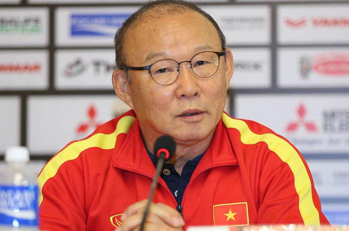 Pelatih Timnas Vietnam, Park Hang-seo, dalam konferensi pers menjelang tampil di Piala AFF 2022.