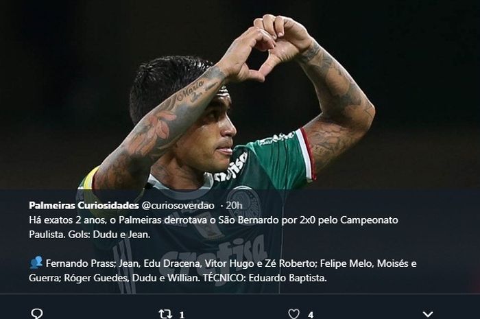 Kapten sekaligus gelandang Palmeiras, Dudu