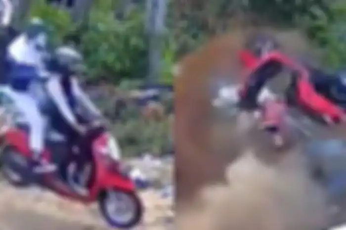 Pemotor pakai matic nyelonong saat melintas turunan Cangar