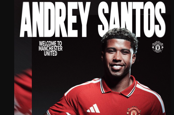 Andrey Santos resmi diperkenalkan sebagai pemain baru Man United, Senin (13/7/2026).
