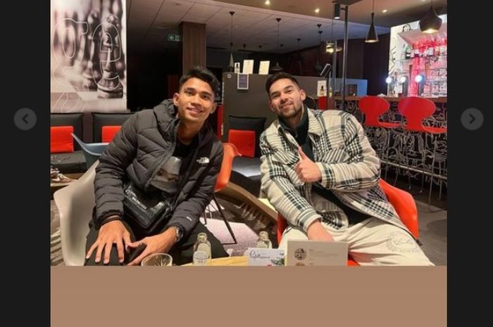 Tangkapan layar dari laman Instagram Sandy Walsh saat bertemu dengan Marselino Ferdinan, Jumat (27/1).