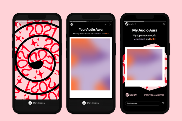 Tampilan fitur Your Audio Aura di Spotify Wrapped 2021.