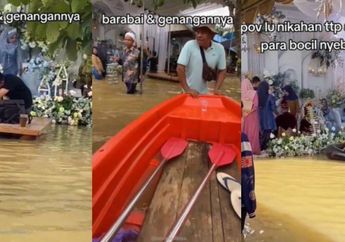 Viral, Nikahan di Kalsel Tetap Jalan Meski Dikepung Air Bah, Tamu Undangan Auto Naik Sampan hingga Momen Sungkem Ditonton Bocil Renang