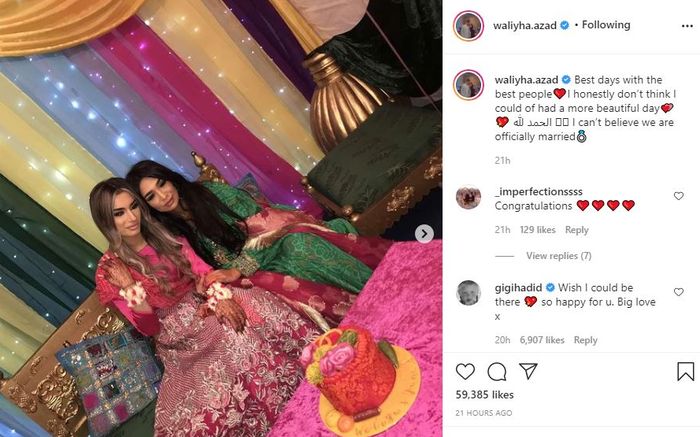 Adik Zayn Malik, Waliyha bagikan foto pernikahannya.