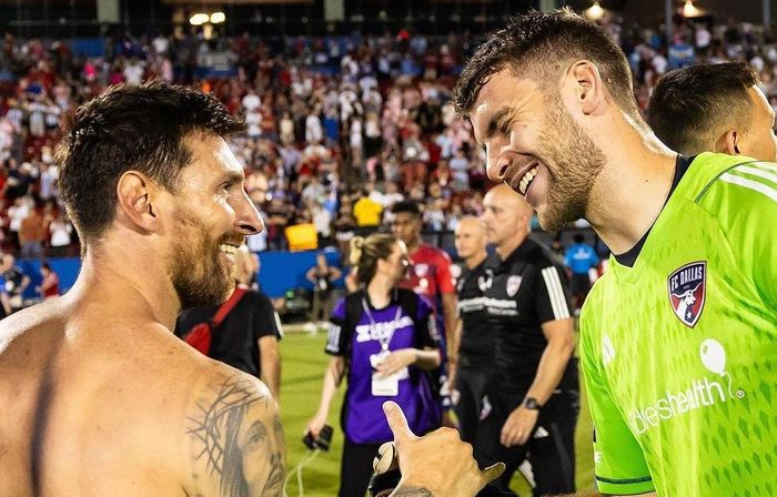 Duet maut Lionel Messi-Luis Suarez di Inter Miami akan menghadapi FC Dallas, yang diperkuat calon kiper naturalisasi timnas Indonesia, Maarten Paes (kanan).