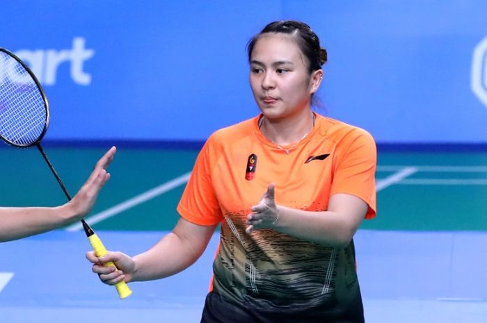 Pebulu tangkis Indonesia, Praveen Jordan/Melati Daeva Oktavianti beraksi saat pertandingan semifinal bulu tangkis perorangan SEA Games 2019, Minggu (8/12/2019) di Muntinlupa Sports Complex.