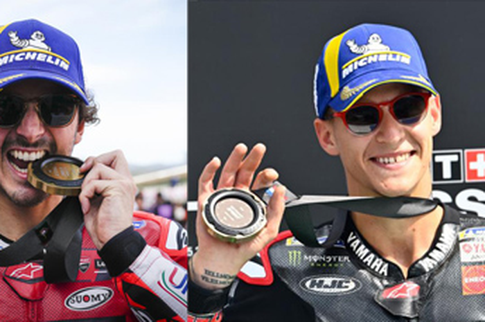 Juara dunia MotoGP Francesco Bagnaia (kiri) dan Fabio Quartararo punya persamaan suka bayarin atau traktir makan-makan, bikin pembalap MotoGP lain hepi