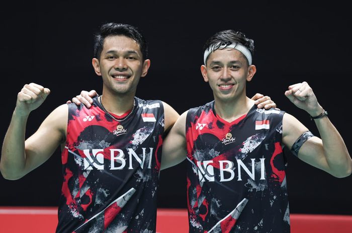 Ganda putra Indonesia, Fajar Alfian/Muhammad Rian Ardianto, saat tampil pada babak pertama Singapore Open 2024 di Kallang, Singapura, 29 Mei 2024.