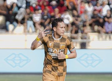 Selebrasi Egy Maulana Vikri usai mencetak gol untuk Dewa United pada lanjutan pekan kesembilan Liga 1 2024/2025, Jumat (25/10/2024).