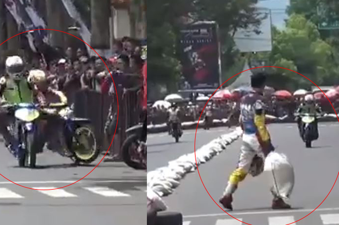 Pembalap yang menyenggol dan sambit karung sudah diketahui identitasnya