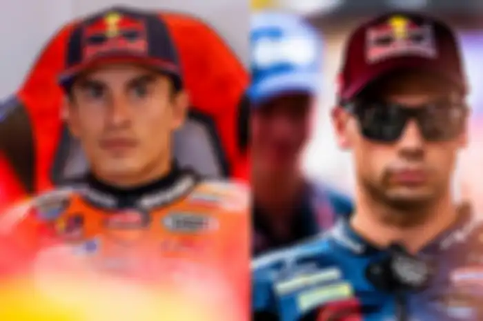 Marc Marquez (kiri) mengaku kalah dari pembalap juara MotoGP Indonesia 2022 Miguel Oliveira (kanan) perihal nama lengkap