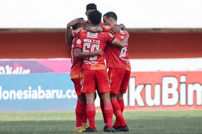 Selebrasi pemain Bali United usai dalam laga Liga 1 2022/2023, Sabtu (18/2/2023) di Stadion Maguwoharjo, Sleman