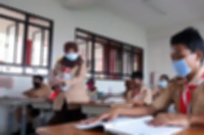 Ilustrasi new normal di sekolah. 