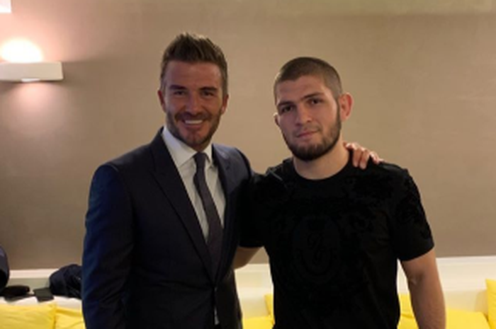 Legenda sepak bola, David Beckham dan juara UFC, Khabib Nurmagomedov.