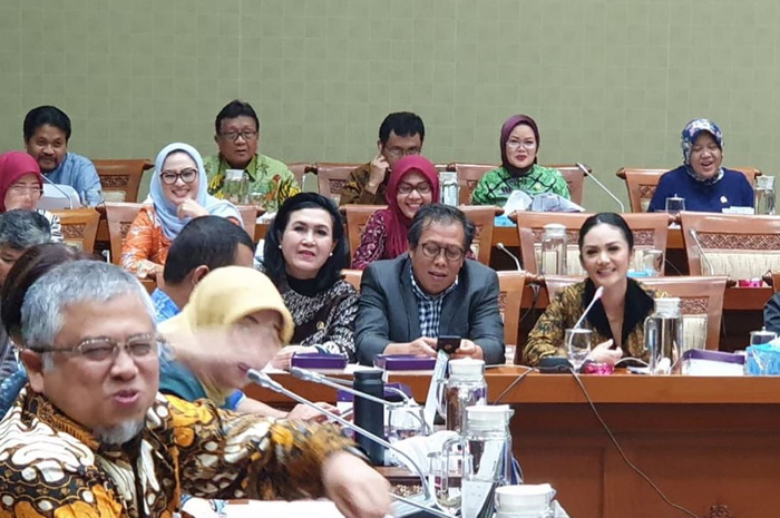 Penampilan anggun dan elegan Krisdayanti saat rapat anggota DPR kenakan dress batik klasik yang jadi sorotan netizen di media sosial