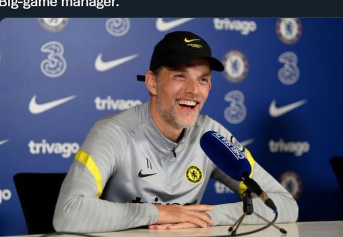 Pelatih Chelsea, Thomas Tuchel, saat memberikan keterangan pers.