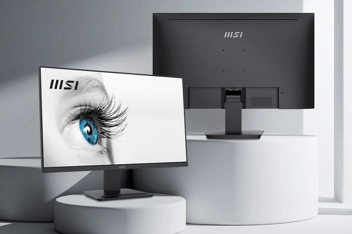 Tampilan depan dan belakang monitor MSI PRO MP273QV dengan Layar 2K.