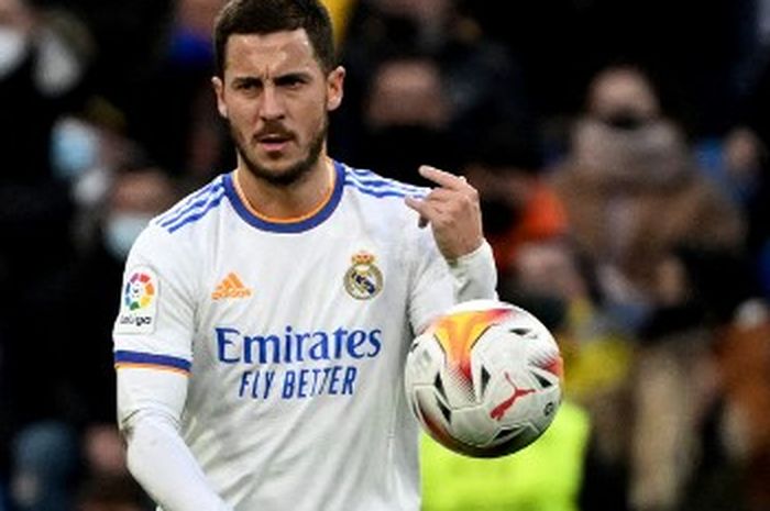 Eden Hazard dalam duel Real Madrid vs Elche di Santiago Bernabeu pada lanjutan Liga Spanyol (23/1/2022).