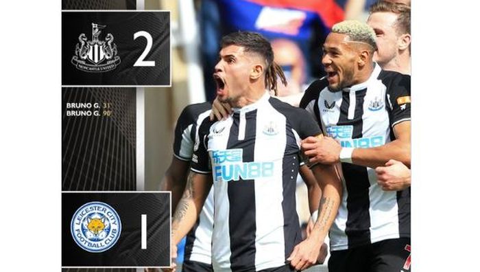 Newcastle United menekuk Leicester City di pekan ke-33 Liga Inggris, Minggu (17/4/2022).