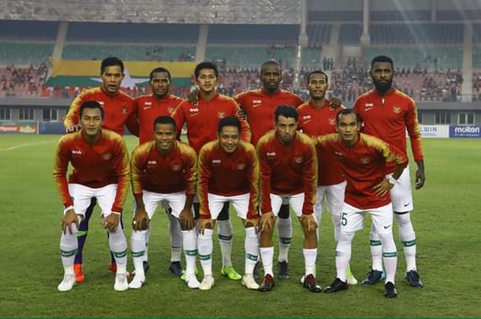 Starting XI timnas Indonesia melawan Myanmar. Dua di antaranya adalah pemain Persija.