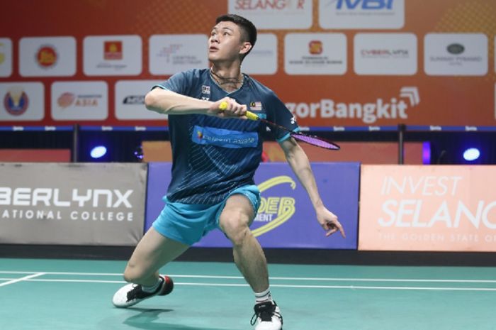 Tunggal putra Malaysia, Lee Zii Jia pada partai final Kejuaraan Beregu Asia 2022 menghadapi Indonesia, Minggu (20/2/2022)