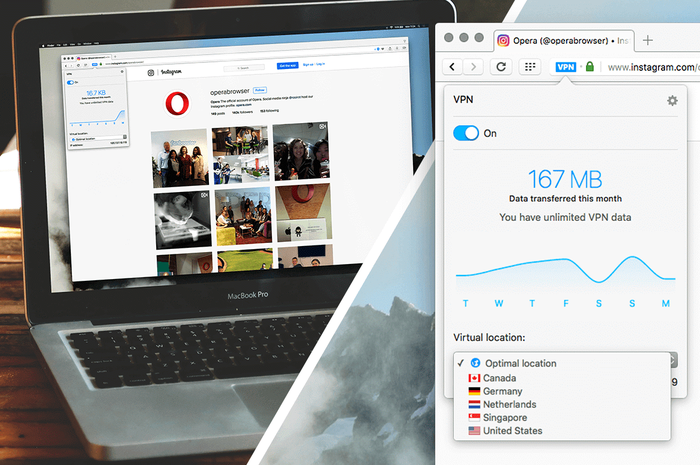 Ilustrasi browser dengan fitur VPN terintegrasi dan gratis.