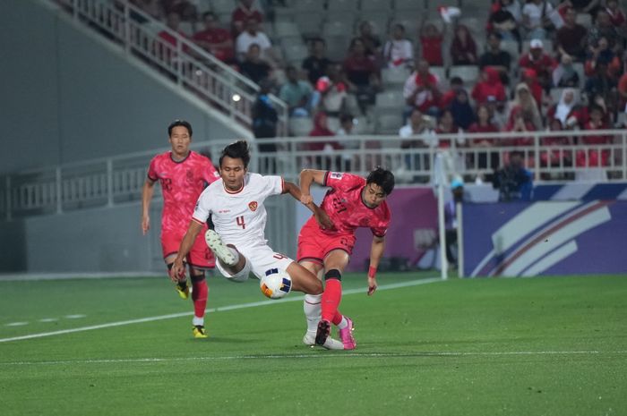 Situasi pertandingan antara Timnas U-23 Indonesia saat laga perempat final Piala Asia U-23 2024 lawan Korea Selatan