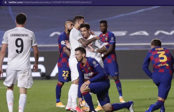 Bayern Muenchen membantai Barcelona 8-2 dalam laga perempat final Liga Champions 2019-2020 di Estadio da Luz, Lisabon, 14 Agustus 2020.