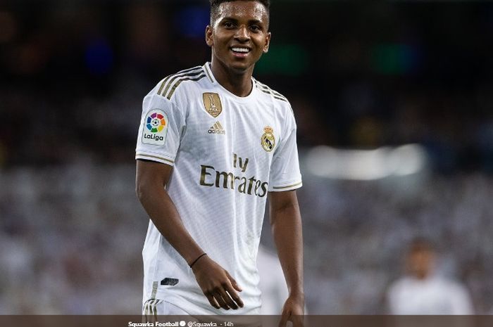 Aksi pemain Real Madird, Rodrygo Goes, saat melawan Galatasaray di Estadio Santiago Bernabeu, Rabu (6/11/2019).