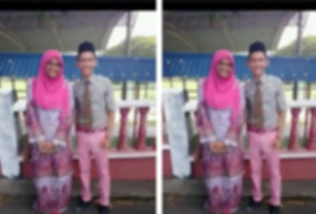 Hazim semasa SMA dengan Siti Aishah, sang guru