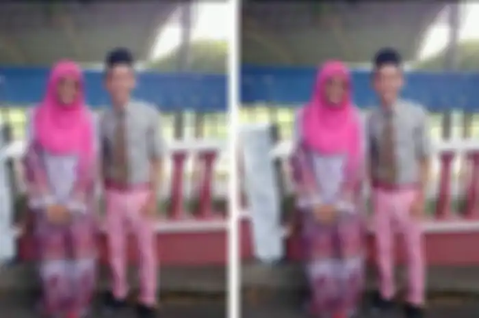 Hazim semasa SMA dengan Siti Aishah, sang guru