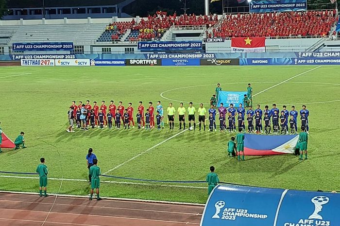 Timnas U-23 Vietnam vs Filipina pada laga penyisihan Grup C Piala AFF U-23 2023 di Rayong Provincial Stadium, Thailand, Selasa (22/8/2023).