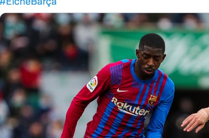 Ousmane Dembele turun pada laga Elche vs Barcelona dalam laga Liga Spanyol, Minggu (6/3/2022).