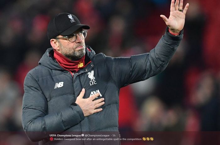 Ekspresi pelatih Liverpool, Juergen Klopp.