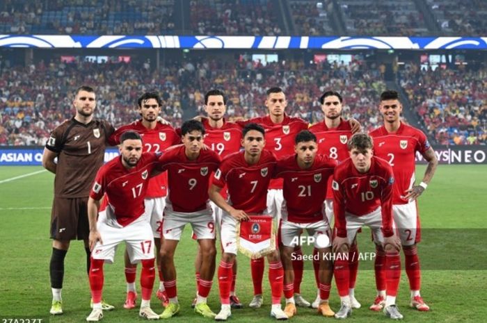 Skuad Timnas Indonesia saat menghadapi tuan rumah Australia dalam laga lanjutan Kualifikasi Piala Dunia 2026 zona Asia.
