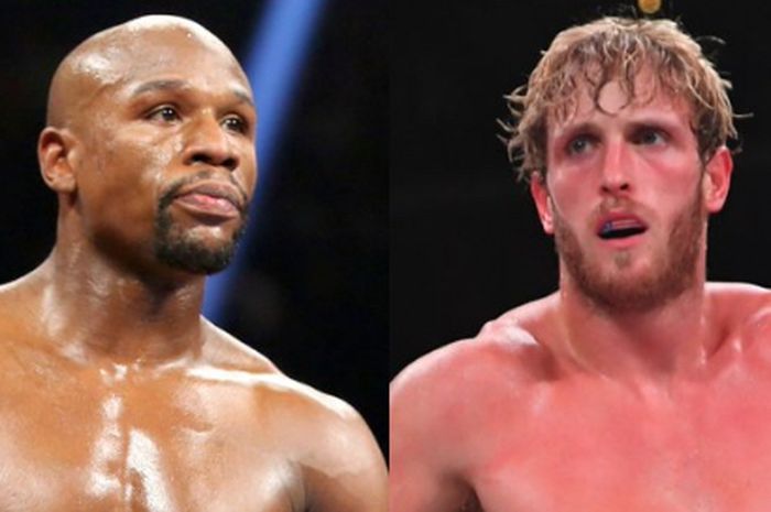 Legenda tinju dunia, Floyd Mayweather Jr (kiri), dan Youtuber sekaligus petinju abal-abal, Logan Paul (kanan).