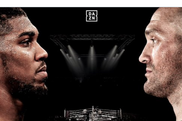 Ilustrasi poster pertandingan tinju Anthony Joshua (kiri) vs Tyson Fury (kanan)