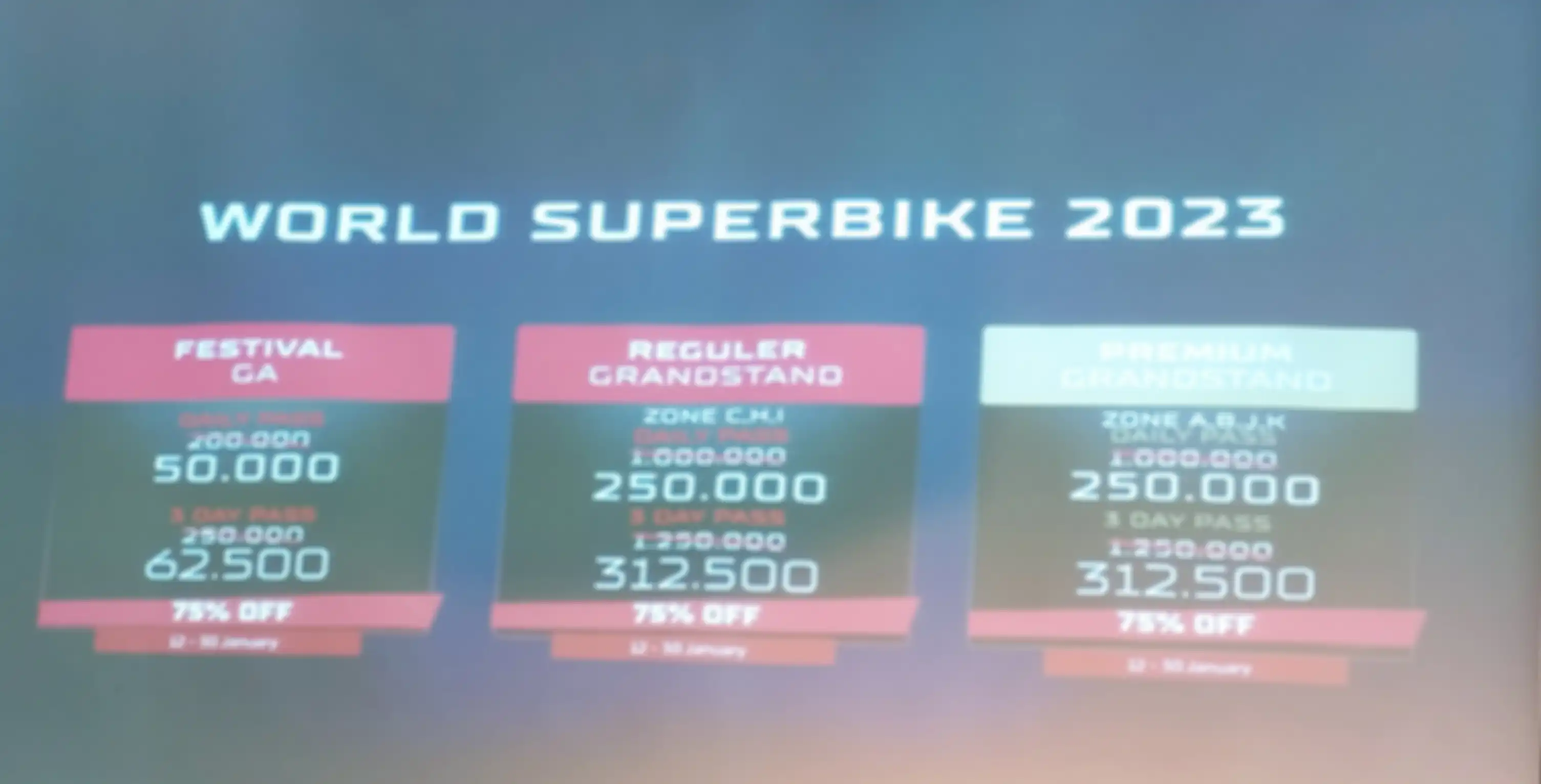 Harga pre-sale tike WSBK Indonesia 2023