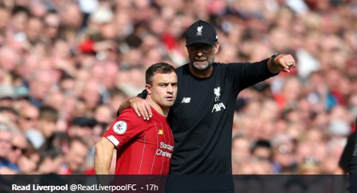 Pelatih Liverpool, Juergen Klopp (Kanan) dan Xherdan Shaqiri